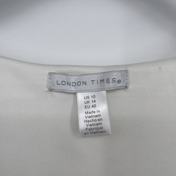 NWT London Times Shift Dress Size 10 Tropical Print Linen Pockets Sleeveless - Picture 6 of 11